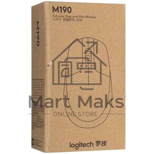 Мышь беспроводная Logitech M190 черный, 1000 dpi, радиоканал, USB, кнопки - 3