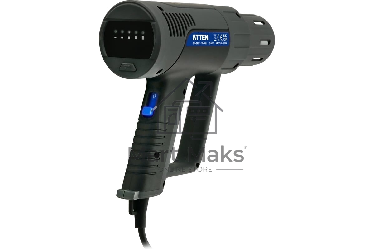 Ручной цифровой термофен Atten ST-2308 230В, 2100 Вт, 50-650℃, светодиодное меню