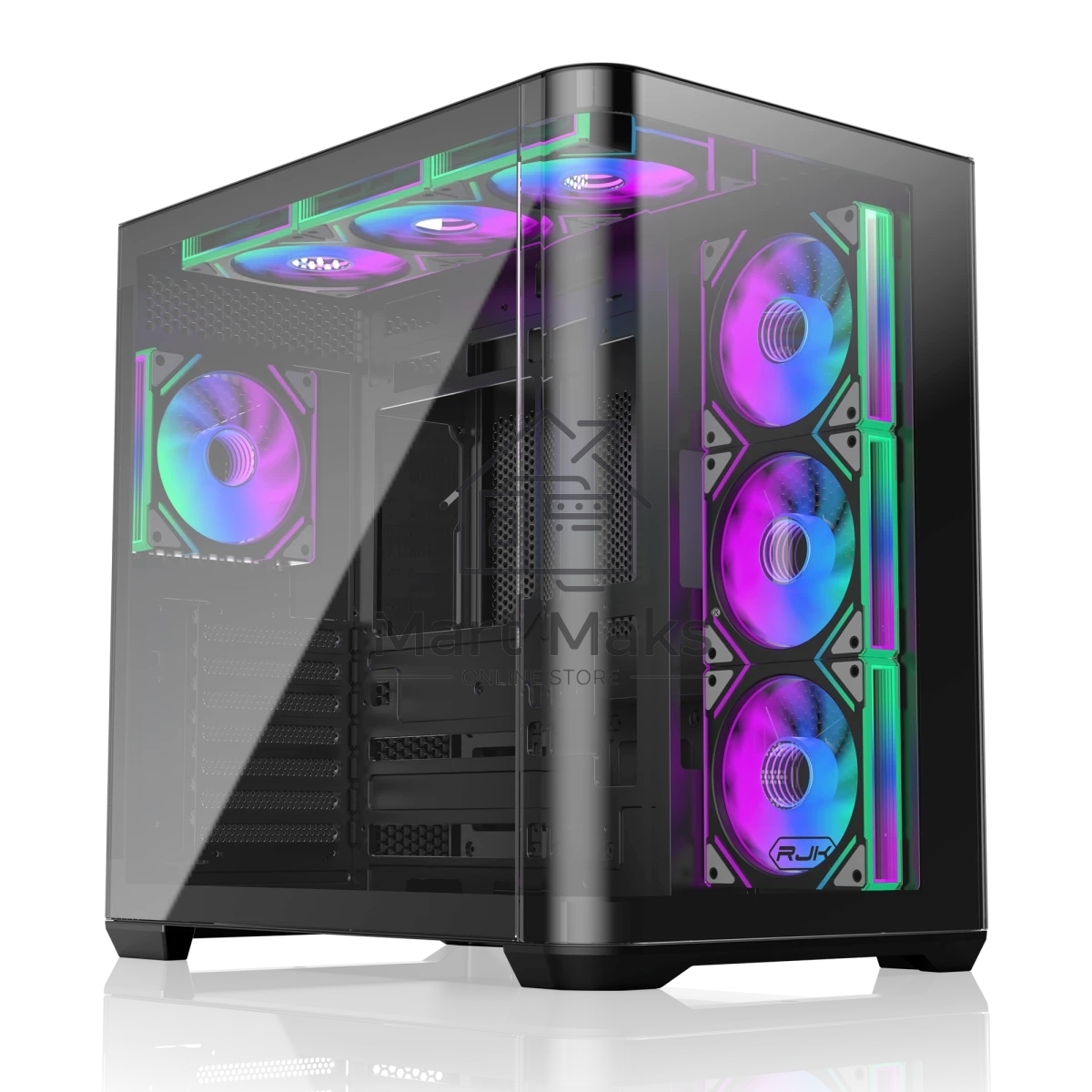 Компьютерный корпус без блока питания/ Case Raijintek ATREUS BT7, Midi-Tower, TG, 7x120mm ARGB, 2xUSB-A 3.0 + 1xUSB Type-C, E-ATX, ATX, mATX, mITX Black