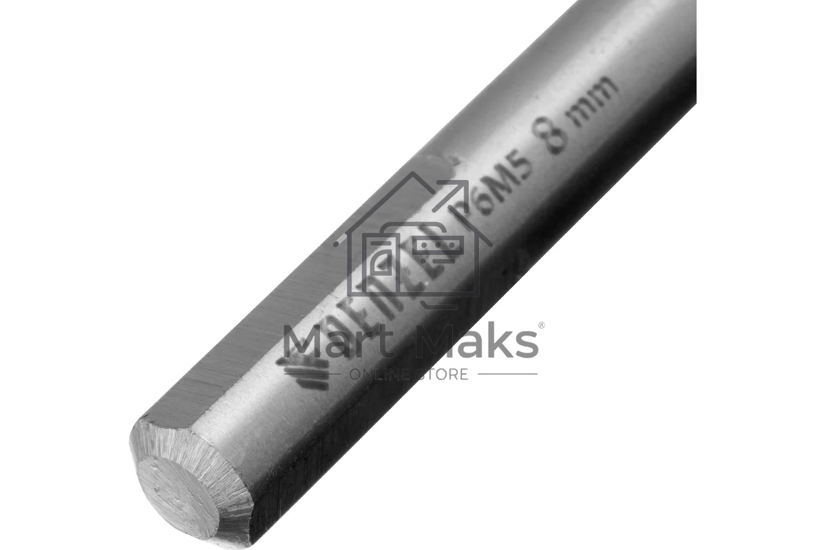 Сверло спиральное по металлу Denzel 8 х 165 мм, Р6М5, Golden Tip, удлиненное