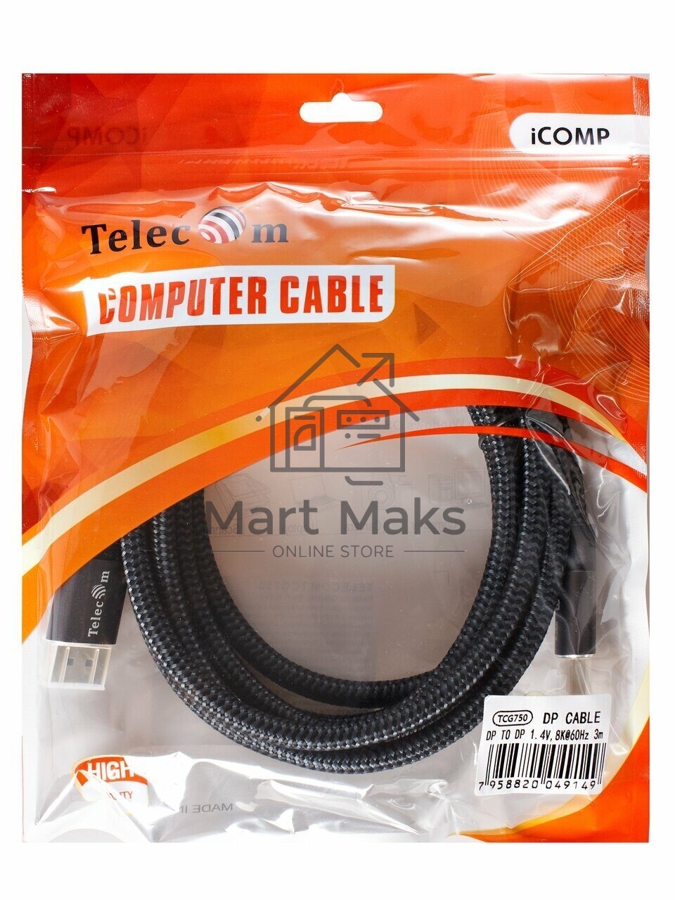 Кабель соединительный DP-DP 1.4V 8K@60Hz 3м, Telecom Pro <TCG750-3M>