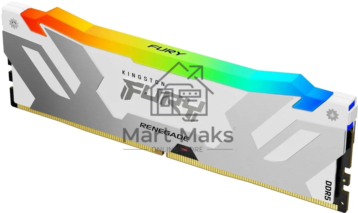 Оперативная память Kingston Fury Renegade, DDR5, 16GB (1x16GB), 6800MHz, CL36, DIMM, с радиатором, RGB, белый