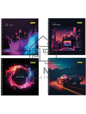 Скетчпад Silwerhof 20л. 190x190мм Неон 4 дизайна, гребень