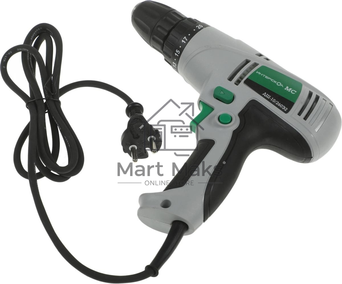 Дрель-шуруповерт сетевой ИНТЕРСКОЛ ДШ-10/260Э2, 260Вт