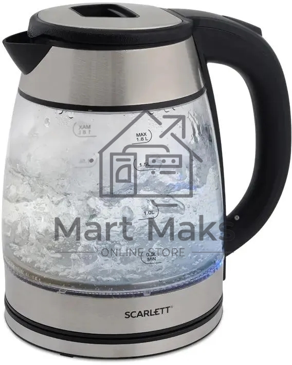 Чайник Scarlett SC-EK27G40, 1800Вт, 1.8л, серебристый/черный