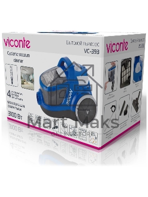Пылесос Viconte VC-393 синий, 600/3100 Вт, уборка влажная, пылесборник контейнер 2.2 л