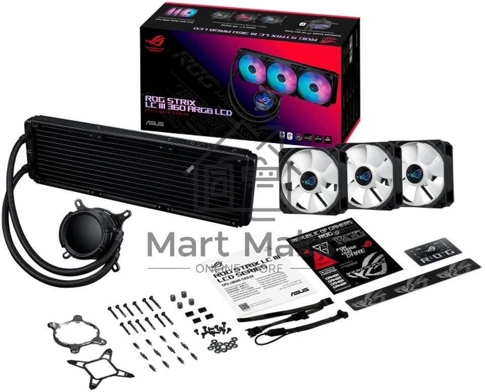 Жидкостная система охлаждения ASUS ROG STRIX LC III 360 ARGB LCD 90RC00W1-M0UAY0 черный 120мм алюминий+медь 2200rpm 36db 4-pin