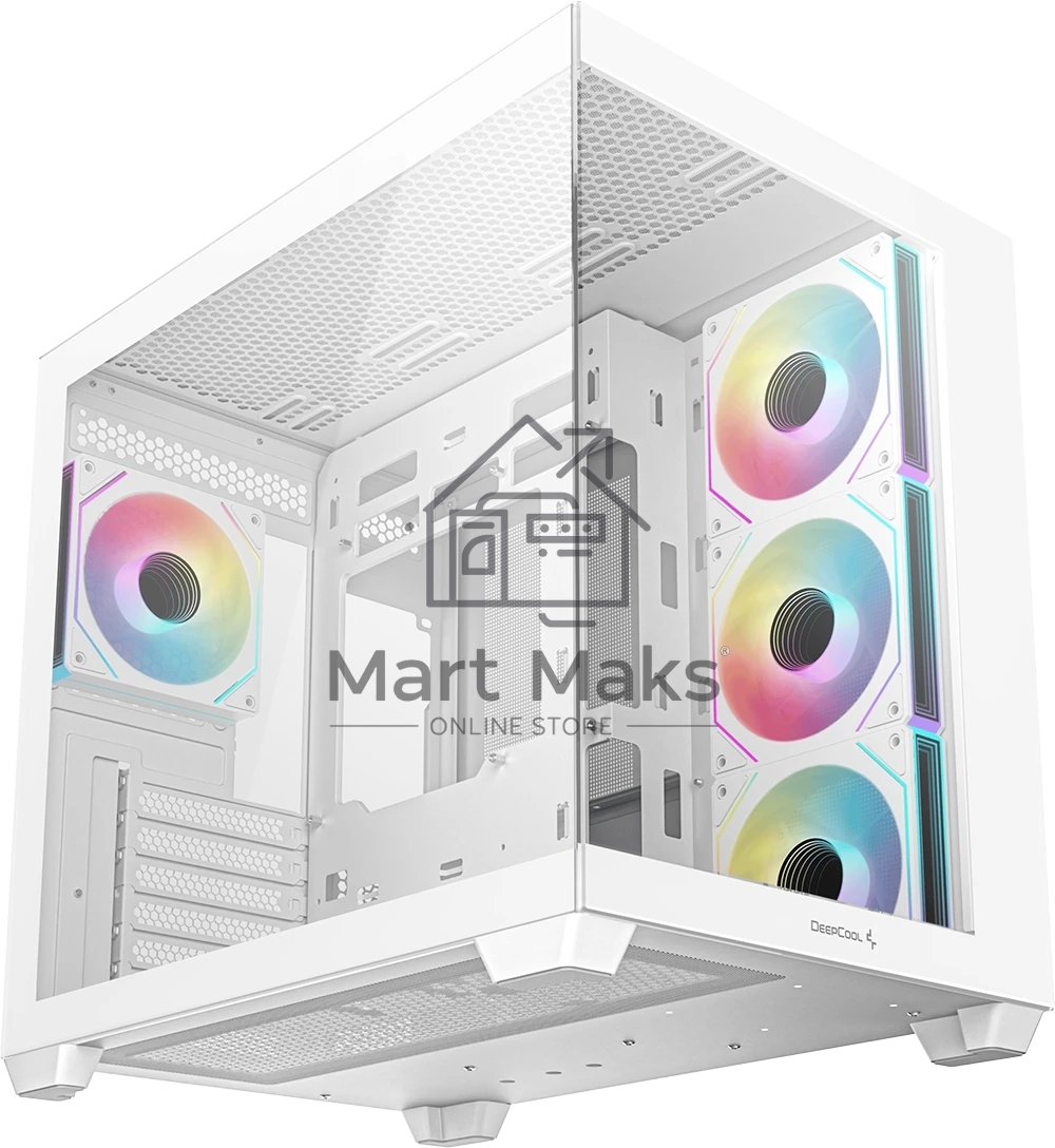 Компьютерный корпус Deepcool CG530 4F WH без БП, боковое окно (панорама), 3x120мм ARGB Reverce вентилятора на боковой стенке, 1x120мм ARGB вентилятор сзади, белый, ATX