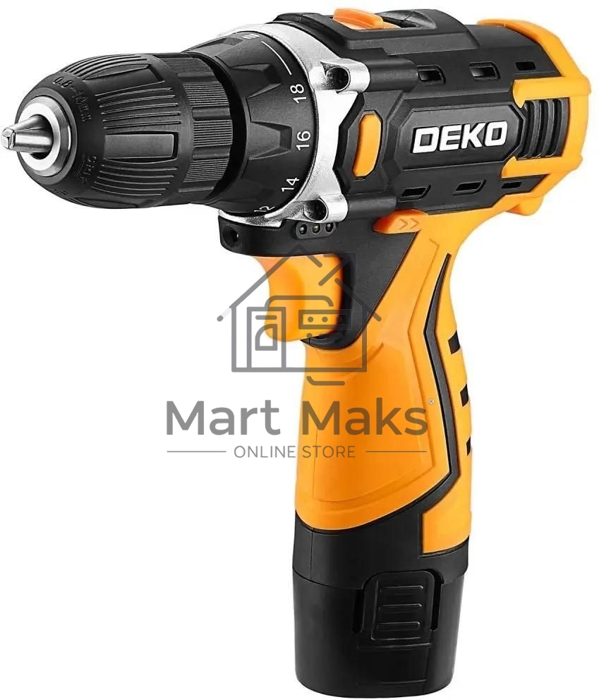 Дрель-шуруповерт Deko DKCD12V, 12 В, 1,5 Ач, 32 Нм, щеточный