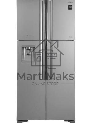 Холодильник Hitachi R-W660PUC7X GS серебристый стекло двухкамерный 396/144л морозилка сверху, No Frost, Side by Side