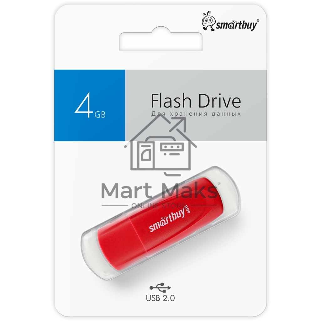 Флешка USB R/W SmartBuy R/W Scout Red (SB004GB2SCR), 4GB, USB 2.0, R/W 10/7, красный