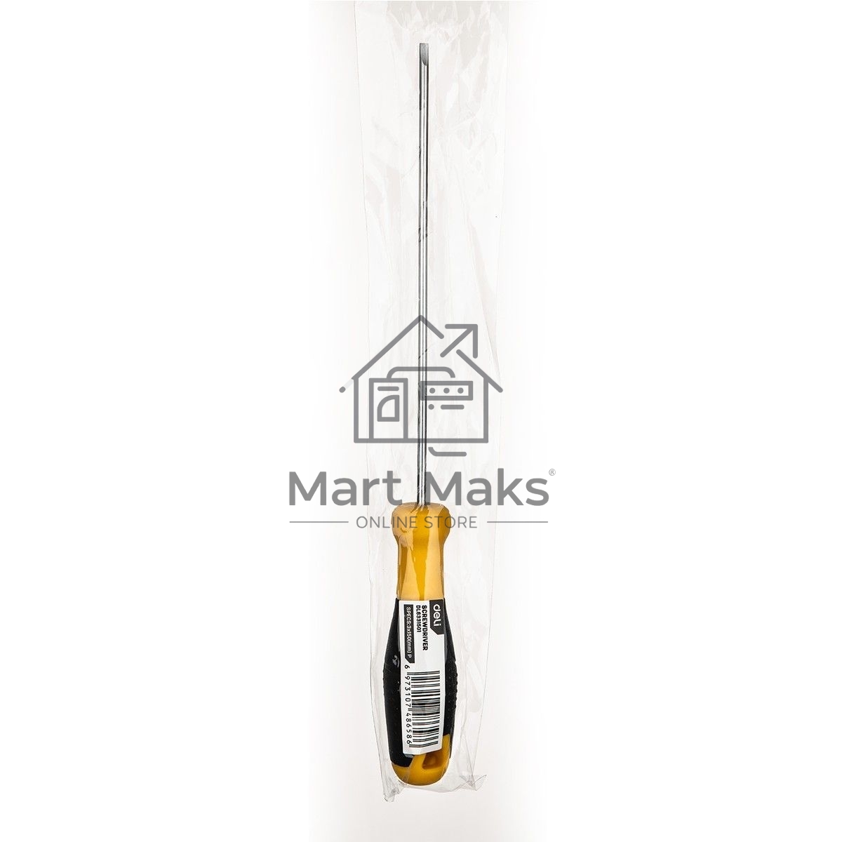 Шлицевая отвертка Deli DL6331501 3х150мм Материал: CR-V. Двухкомпонентная ручка. Хромированная