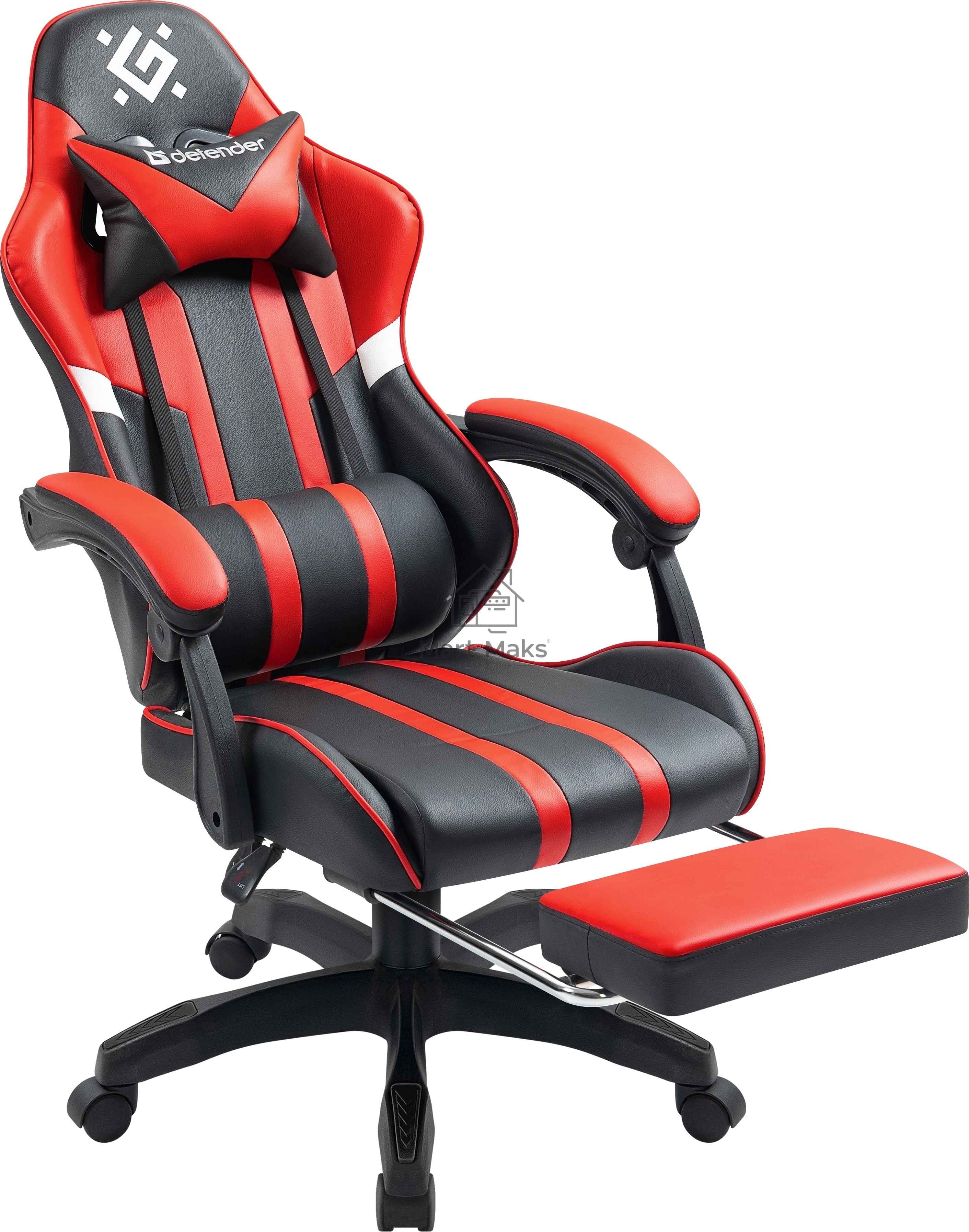 Кресло игровое Defender Colran черный/красный, класс 4, PU, подножка
