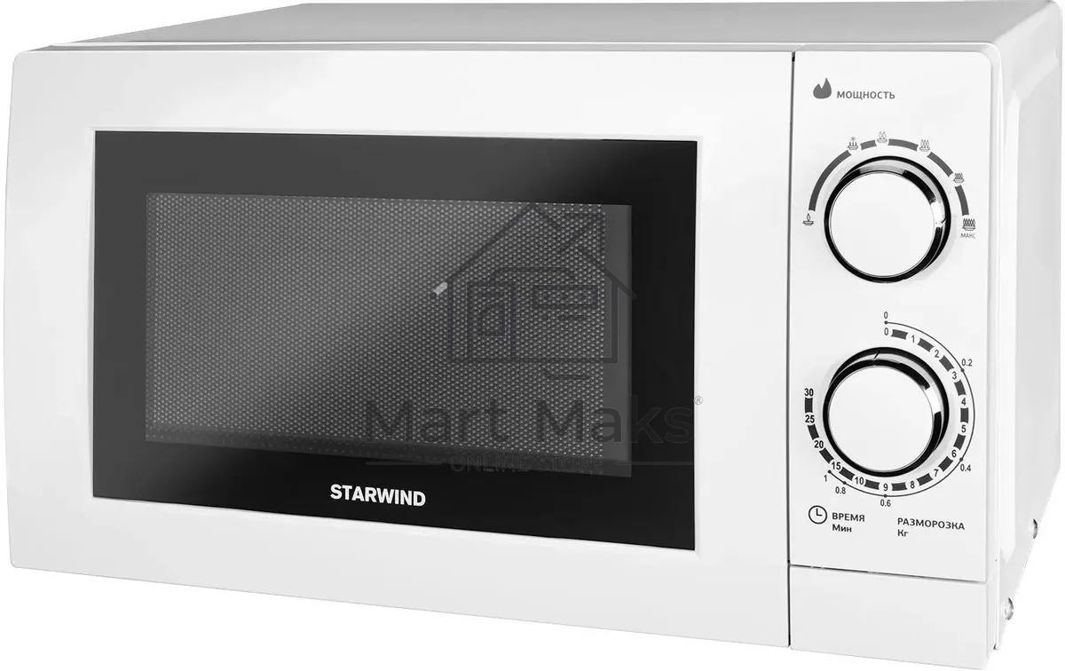 Микроволновая печь Starwind SMW3820 белый, 20 л, 700 Вт, переключатели - поворотный механизм