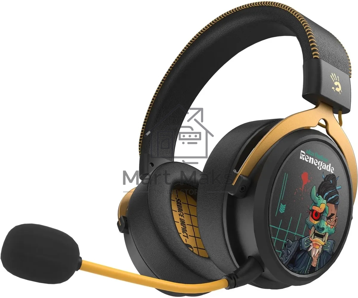 Наушники с микрофоном A4Tech Bloody MR595 Renegade черный/рисунок мониторные BT/Radio оголовье (MR595)
