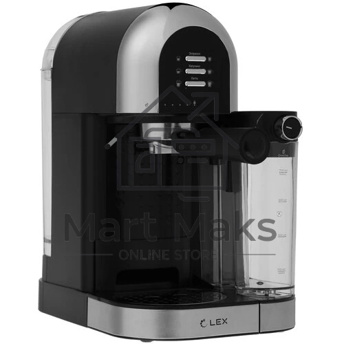 Кофеварка рожковая LEX LXCM 3503-1 черный, молотый 0.7 л, 1500 Вт, 15 Бар