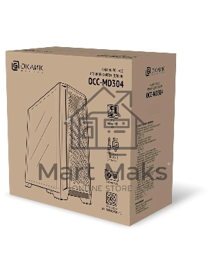 Компьютерный корпус Оклик OCC-MD304 черный без БП ATX 10x120мм 5x140мм 2xUSB2.0 1xUSB3.0 audio bott PSU