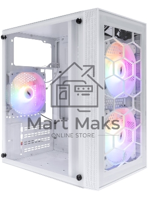 Компьютерный корпус 1STPLAYER FIREBASE X1 белый, mATX, 3x120мм LED fans