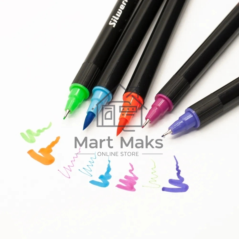 Фломастеры для скетчинга Silwerhof Create 11.5мм 169мм двойной пишущий наконечник, вентилируемый колпачок, 12 цветов, пакет с европодвесом