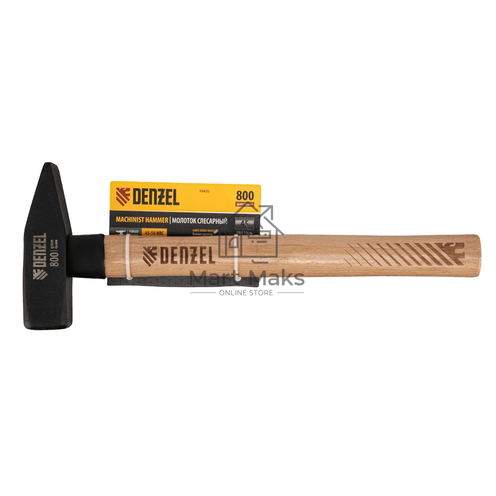 Молоток слесарный Denzel 800 г, кованый квадратный боек, буковая рукоятка