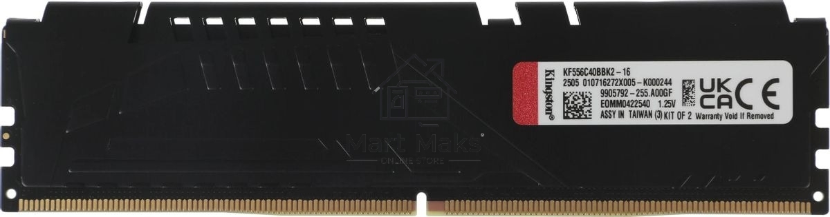 Оперативная память Kingston Fury Beast, DDR5, 16GB (2x8GB), 5600MHz, CL40, DIMM, с радиаторами, черный