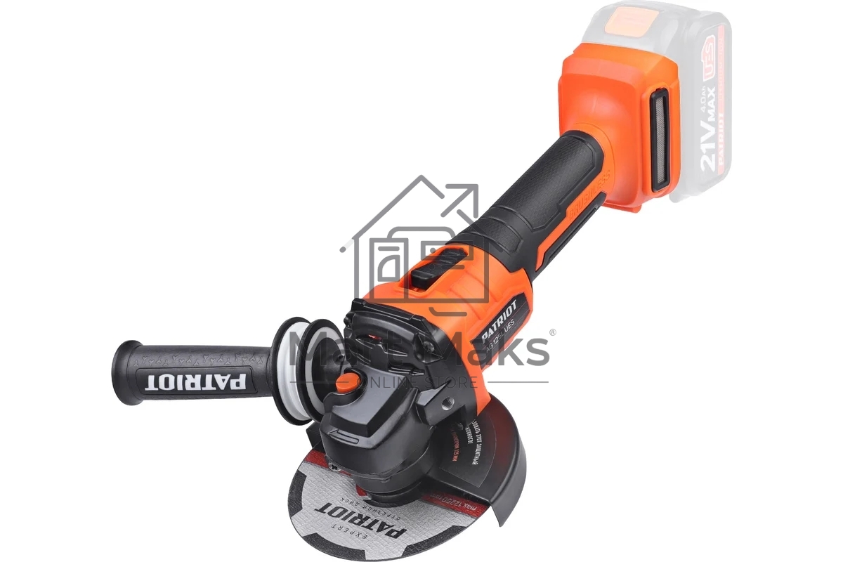 Машина углошлифовальная аккумуляторная PATRIOT AG 125L UES, диска 125мм, 7500 об/мин, виброзащитная дополнительная рукоятка,