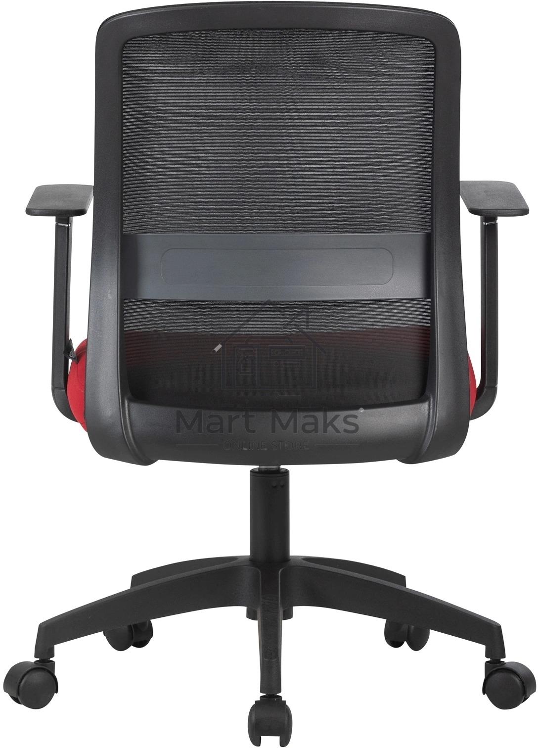 Кресло компьютерное Cactus CS-MC333-BKRD черный, сиденье темно-красный, сетка/ткань, низк.спин. крестов. пластик, пластик черный