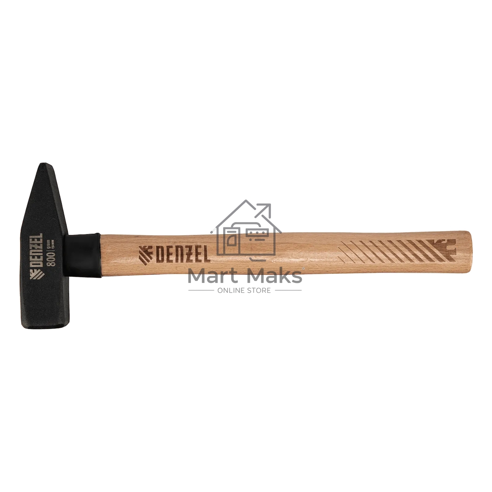 Молоток слесарный Denzel 800 г, кованый квадратный боек, буковая рукоятка