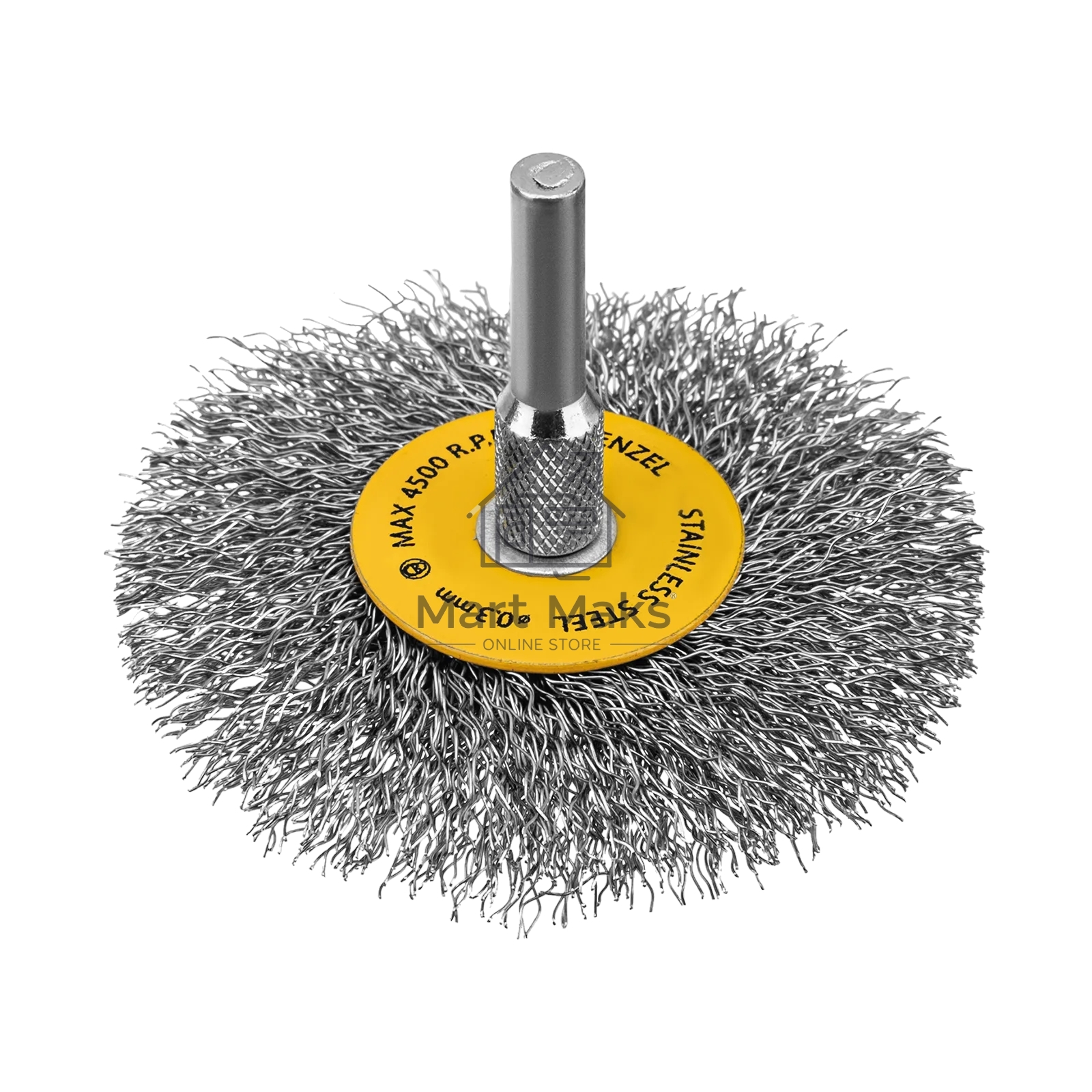 Набор щеток для дрели Denzel 5 Плоских 25-38-50-63-75 мм, шпилька, нерж. вит. проволока