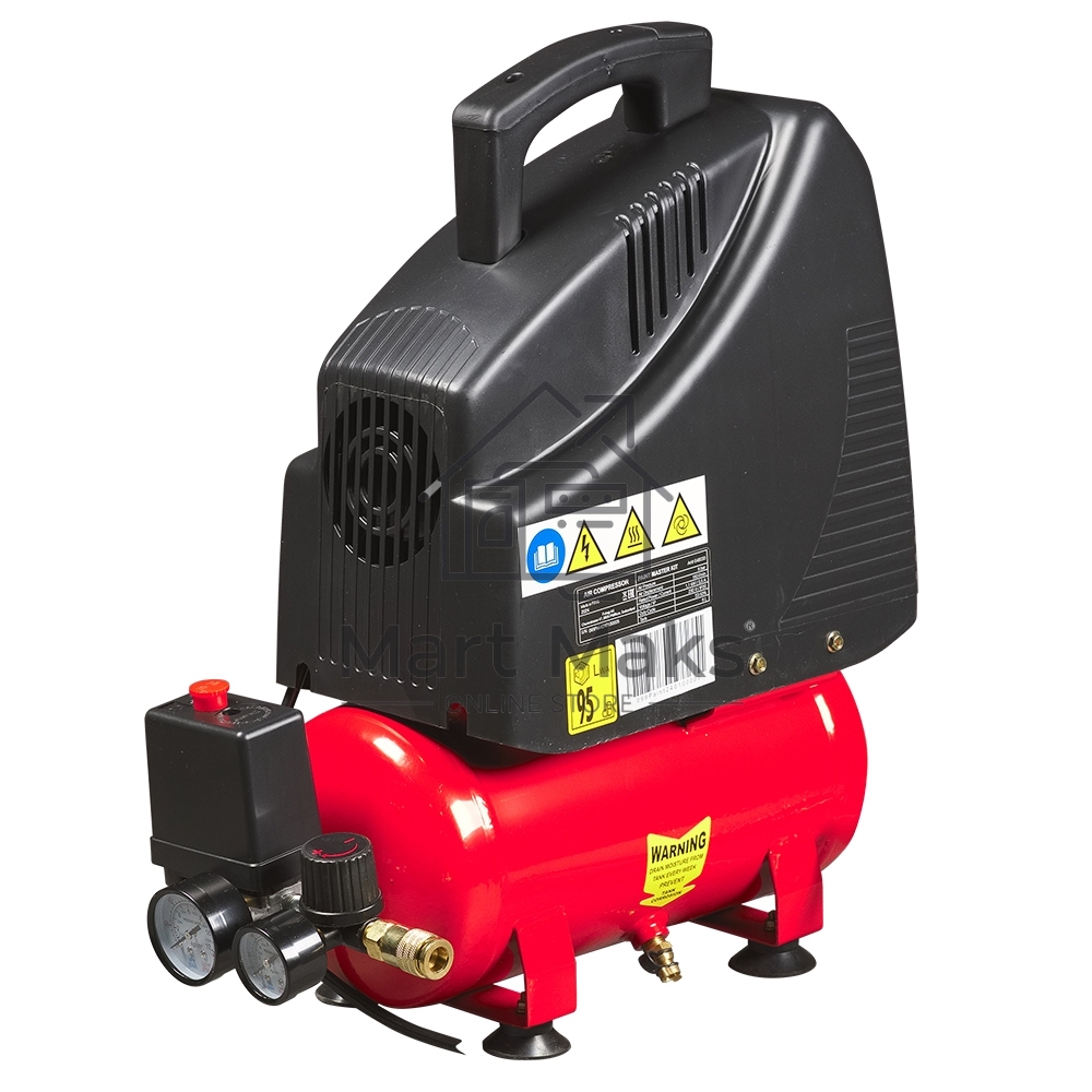 Компрессор поршневой Fubag Wood Master Kit безмасляный 180 л/мин, 6 л, 1100 Вт, красный/черный