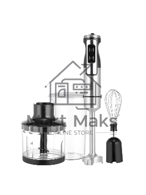 Блендер Centek CT-1338 черный/сталь, 1300 Вт, DC мотор, РЕГУЛЯТОР МОЩНОСТИ сLED, стакан, чоппер, венчик