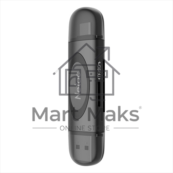 Кард-ридер Netac WK14/черный/Micro SD/Micro SDHC/Micro SDXC/SD/SDHC/SDXC/USB Type-A/USB Type-C/пластик