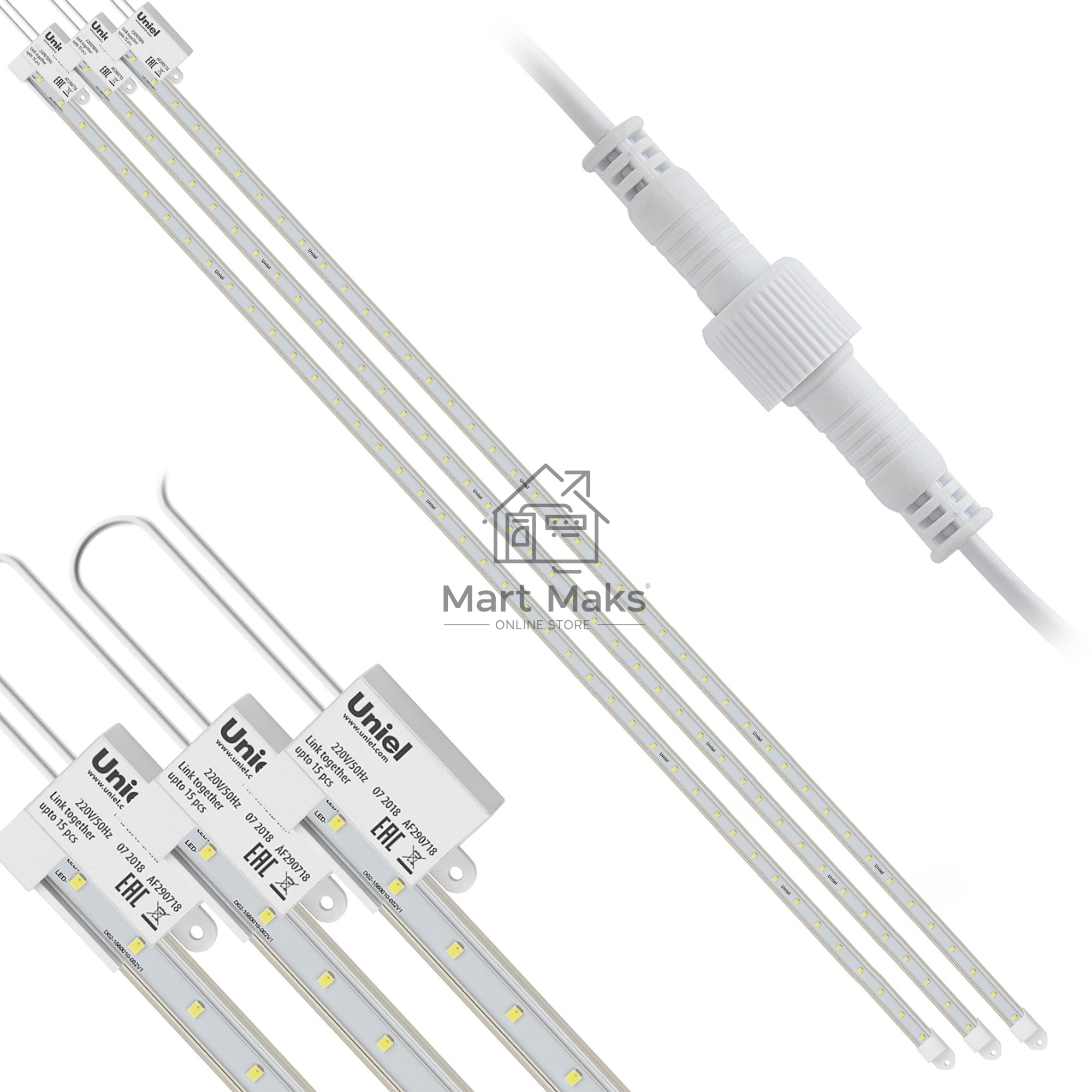 Светильник для растений светодиодный, линейный ULY-P91-20W/SPFR/K IP65 AC220V CLEAR KIT03 1200мм. Спектр для фотосинтеза. В составе набора из 3-х штук. TM Uniel