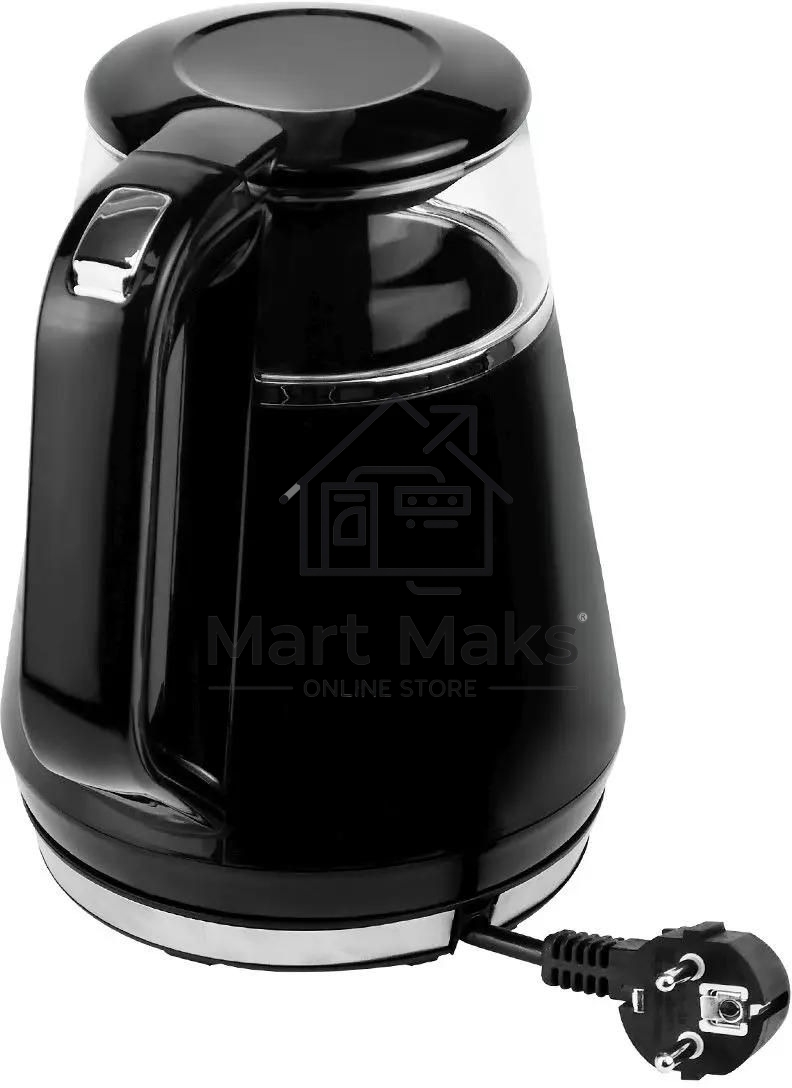 Чайник Centek CT-0019, 1100Вт стекло, черный и серебристый