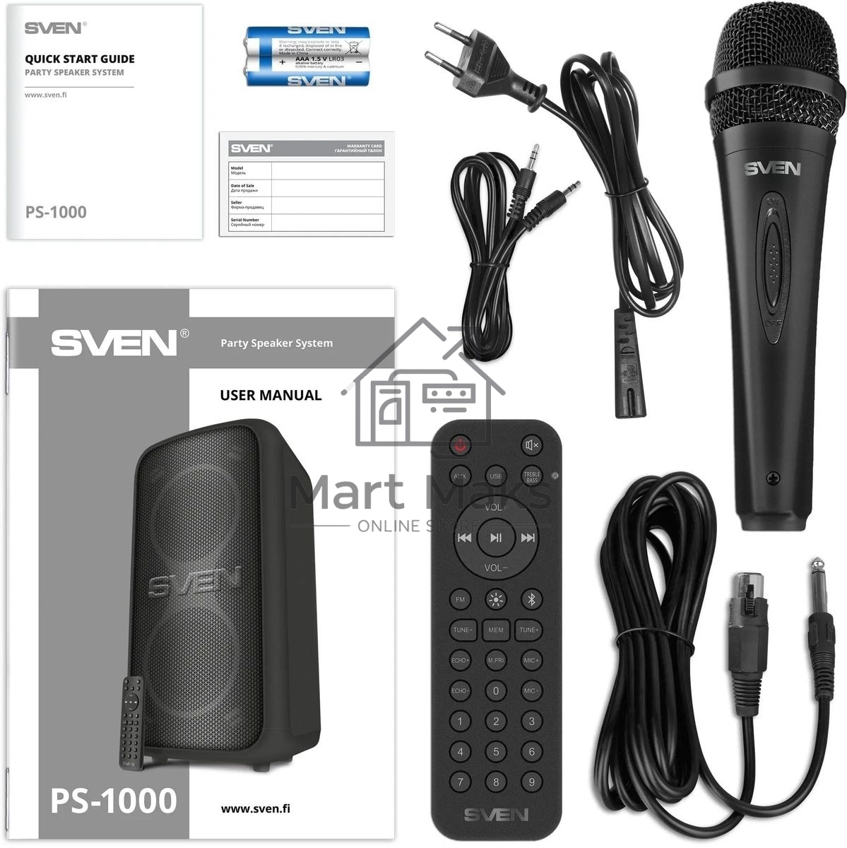 Колонка портативная Sven АС PS-1000 черный 160W 1.0 BT/3.5Jack 8000mAh (SV-022686)