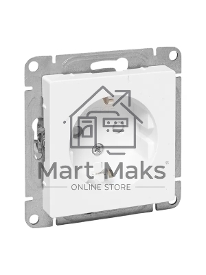 Механизм розетки EKF UP1-SOW-111 16А, с заземлением, со шторками, белый Эпика