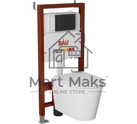 Комплект BAU 6 в 1: инсталляция BAU PRO, унитаз подвесной торнадо Bau Nimb Hurricane-2, сиденье дюропласт микролифт, клавиша BAU Stil, черный матовый