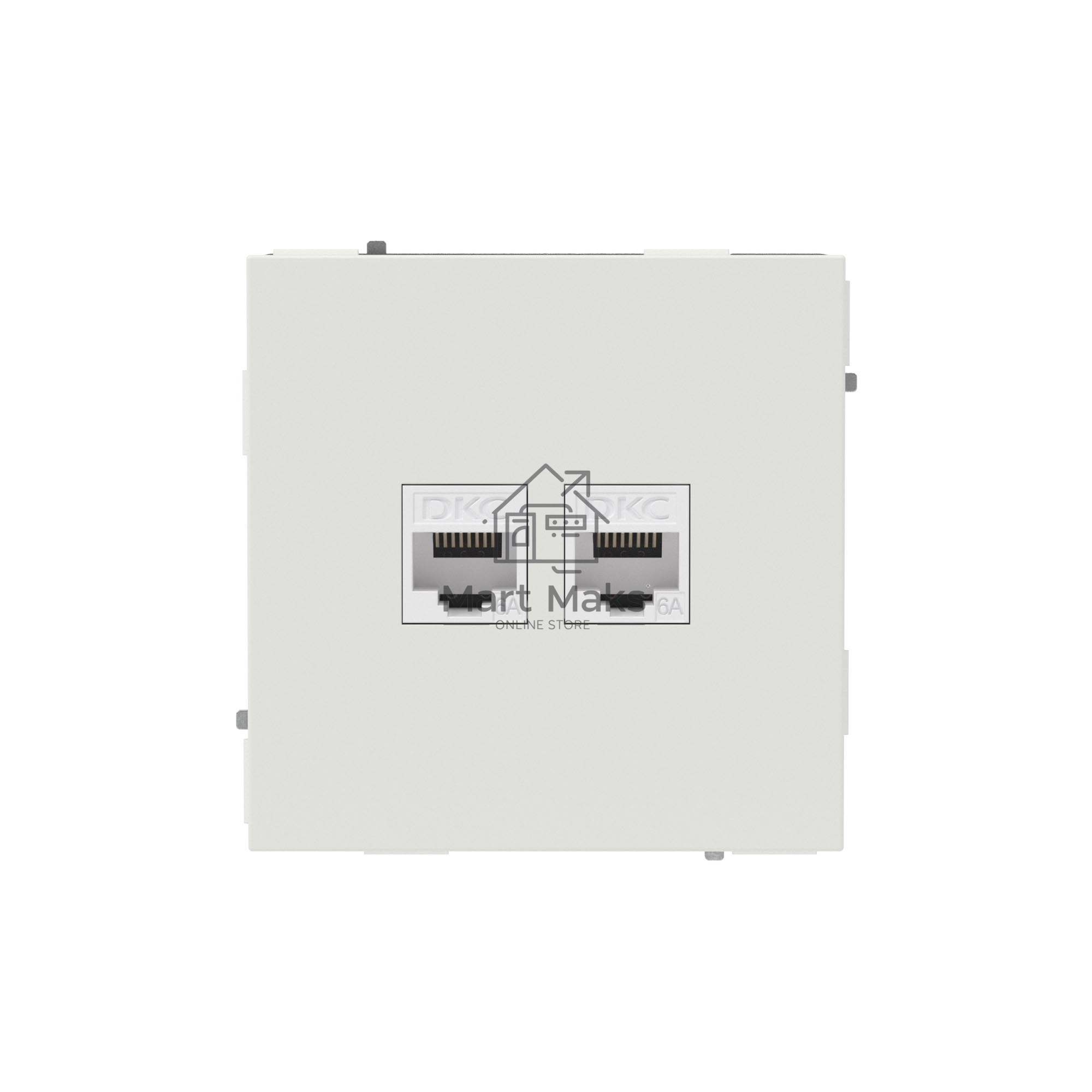 Компьютерная розетка RJ-45 без шторки, кат.6А двойная, KANT, белый песок