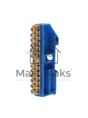 Шина ЭРА NO-222-47 N ноль на DIN-изоляторе ШНИ-6х9-12-Д-синий