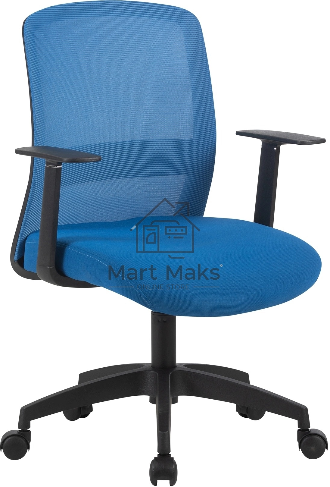 Кресло компьютерное Cactus CS-MC333-BL темно-синий, сиденье темно-синий, сетка/ткань, низк.спин. крестов. пластик, пластик черный