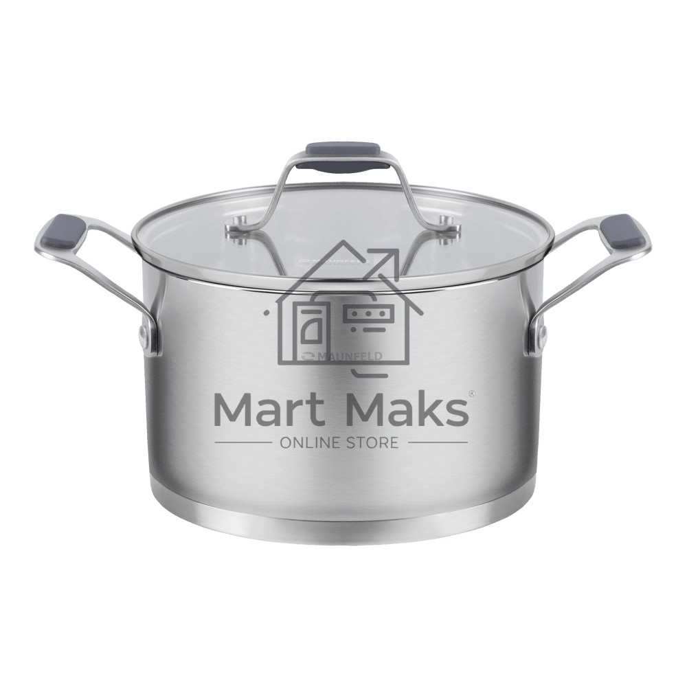 Кастрюля Maunfeld Madison MF40MS01CR из нержавеющей стали со стеклянной крышкой, 20см, 3,6л.
