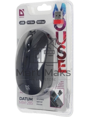 Мышь беспроводная Defender Datum MM-285 черный, 1600 dpi, радиоканал, USB, кнопки - 3