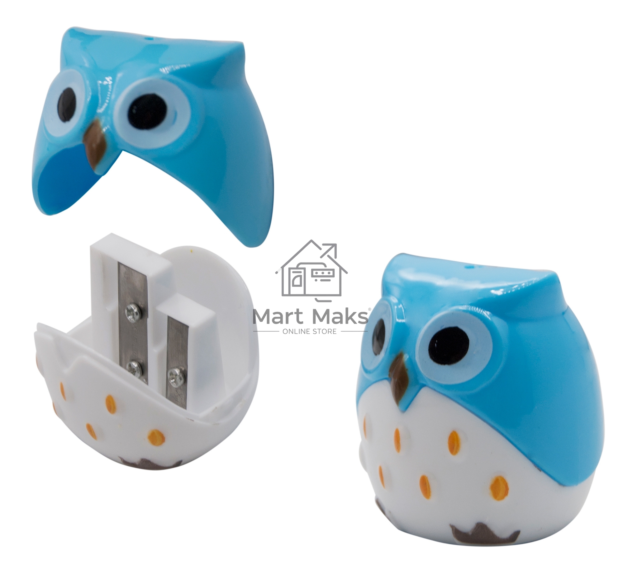 Точилка для карандашей ручная Silwerhof Owl Солнечная коллекция, 2 отверстия, пластик, ассорти, коробка