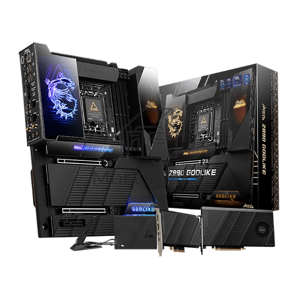Материнская плата MSI MEG Z890 GODLIKE, LGA1851, Intel Z890, 4xDDR5, 4xSATA, 8xM.2, 2xPCIe 5.0 x16, 1xPCIe 4.0 x4, 2xThunderbolt 4 (40Gbps), 1x10G LAN, 1x5Gb LAN, Wi-Fi 7, Bluetooth 5.4, 5xUSB-C 10Gbps, 1xUSB-C 20Gbps, 8xUSB-A 10Gbps, 4xUSB-A 5Gbps, 4xUSB