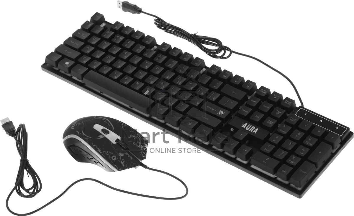 Комплект клавиатура+мышь Defender Aura MKP-117 проводной, USB, 2400 DPI, черный