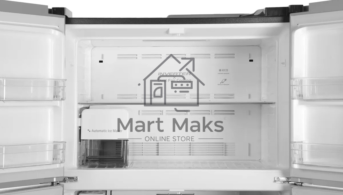 Холодильник Hitachi R-W660PUC7X GS серебристый стекло двухкамерный 396/144л морозилка сверху, No Frost, Side by Side