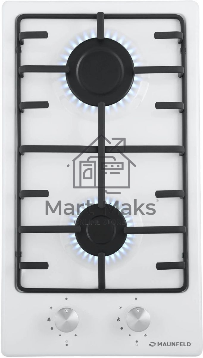 Газовая варочная панель Maunfeld EGHE.32.3EW/G, 2 конфорки, эмалированная сталь, белый