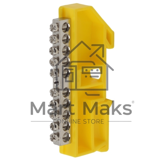 Шина ЭРА NO-222-92-1 PE земля на DIN-изоляторе ШНИ-6х9-10 никелированная Д-желтый