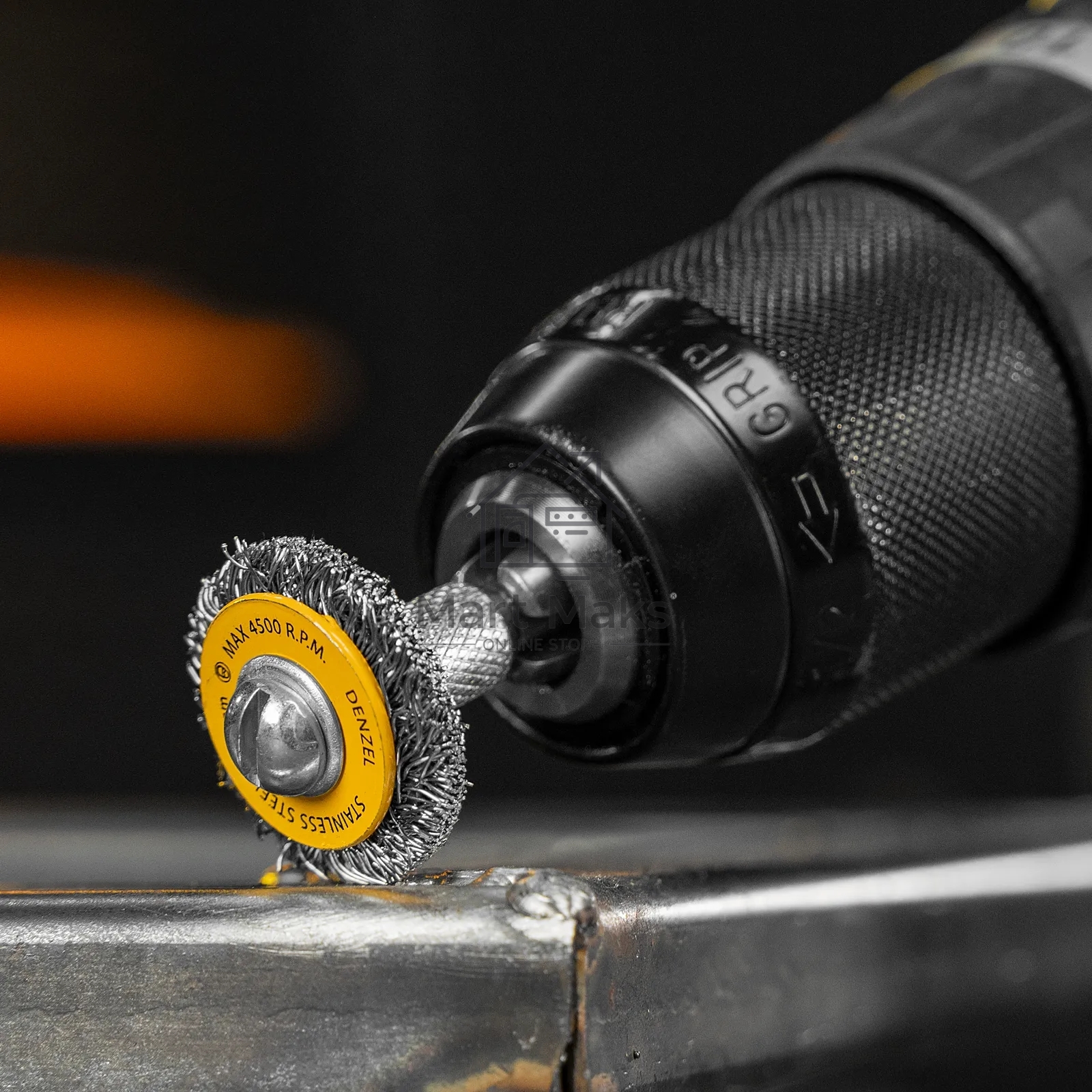 Набор щеток для дрели Denzel 5 Плоских 25-38-50-63-75 мм, шпилька, нерж. вит. проволока