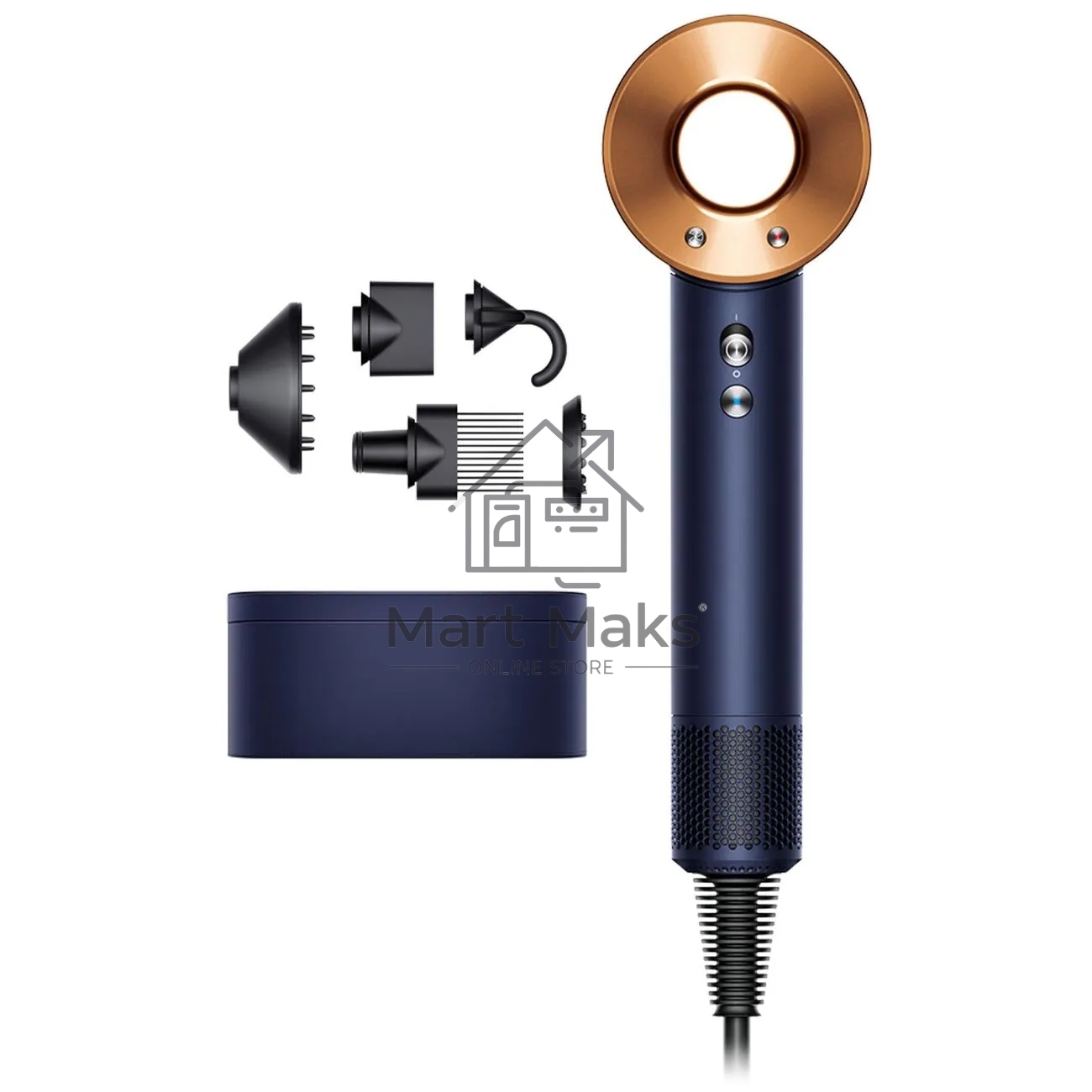 Фен Dyson HD07 синий/медный, 1600 Вт, компактный, ионизация